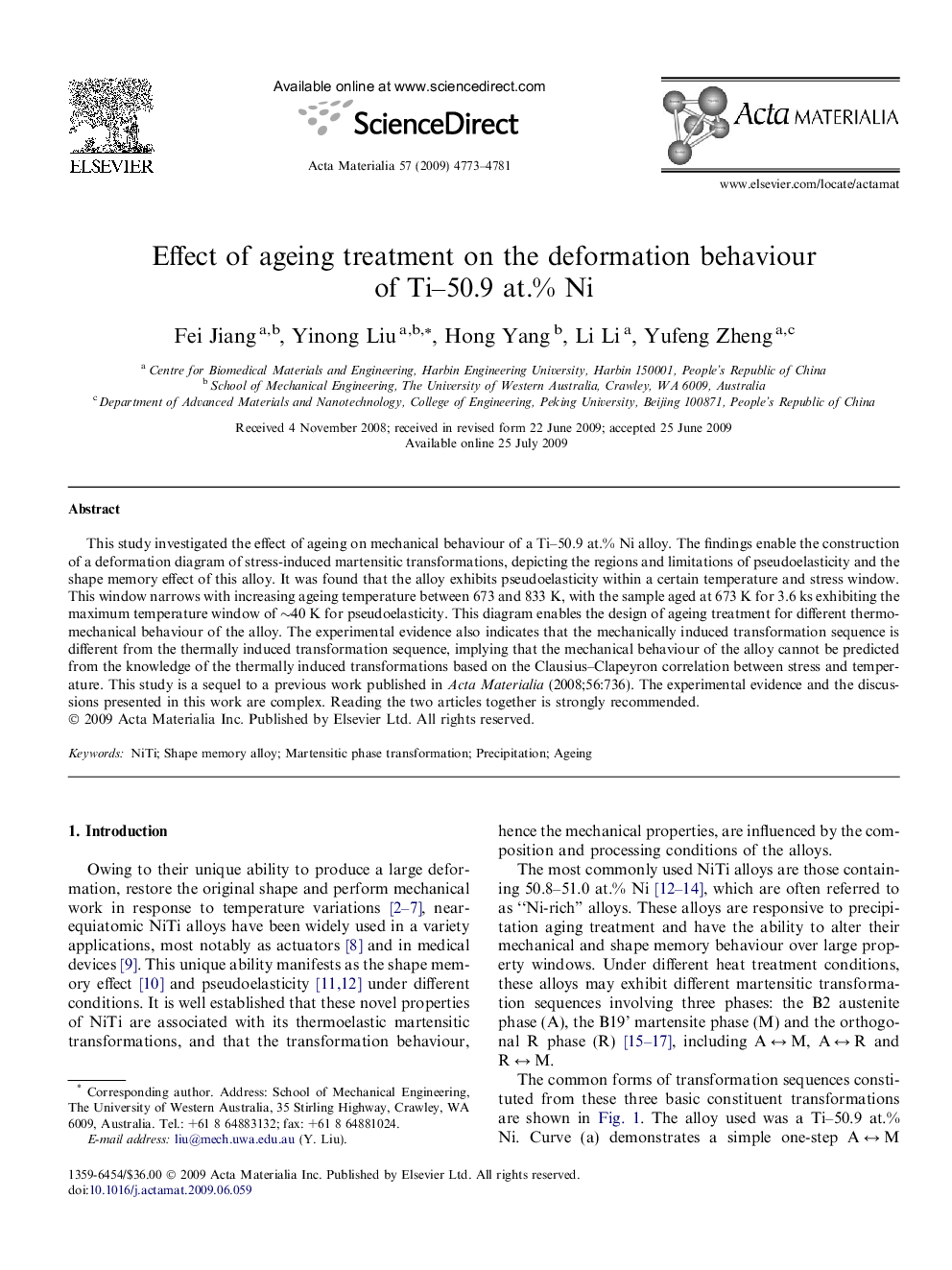 Effect of ageing treatment on the deformation behaviour of Ti–50.9 at.% Ni