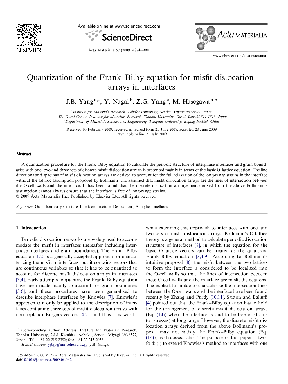 Quantization of the Frank–Bilby equation for misfit dislocation arrays in interfaces