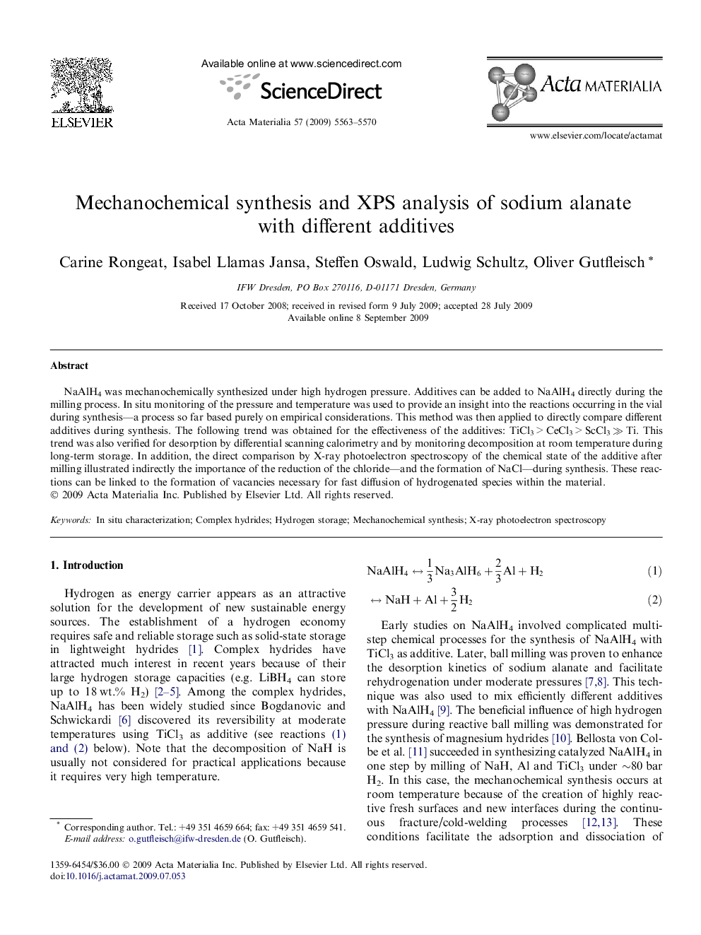 Mechanochemical synthesis and XPS analysis of sodium alanate with different additives