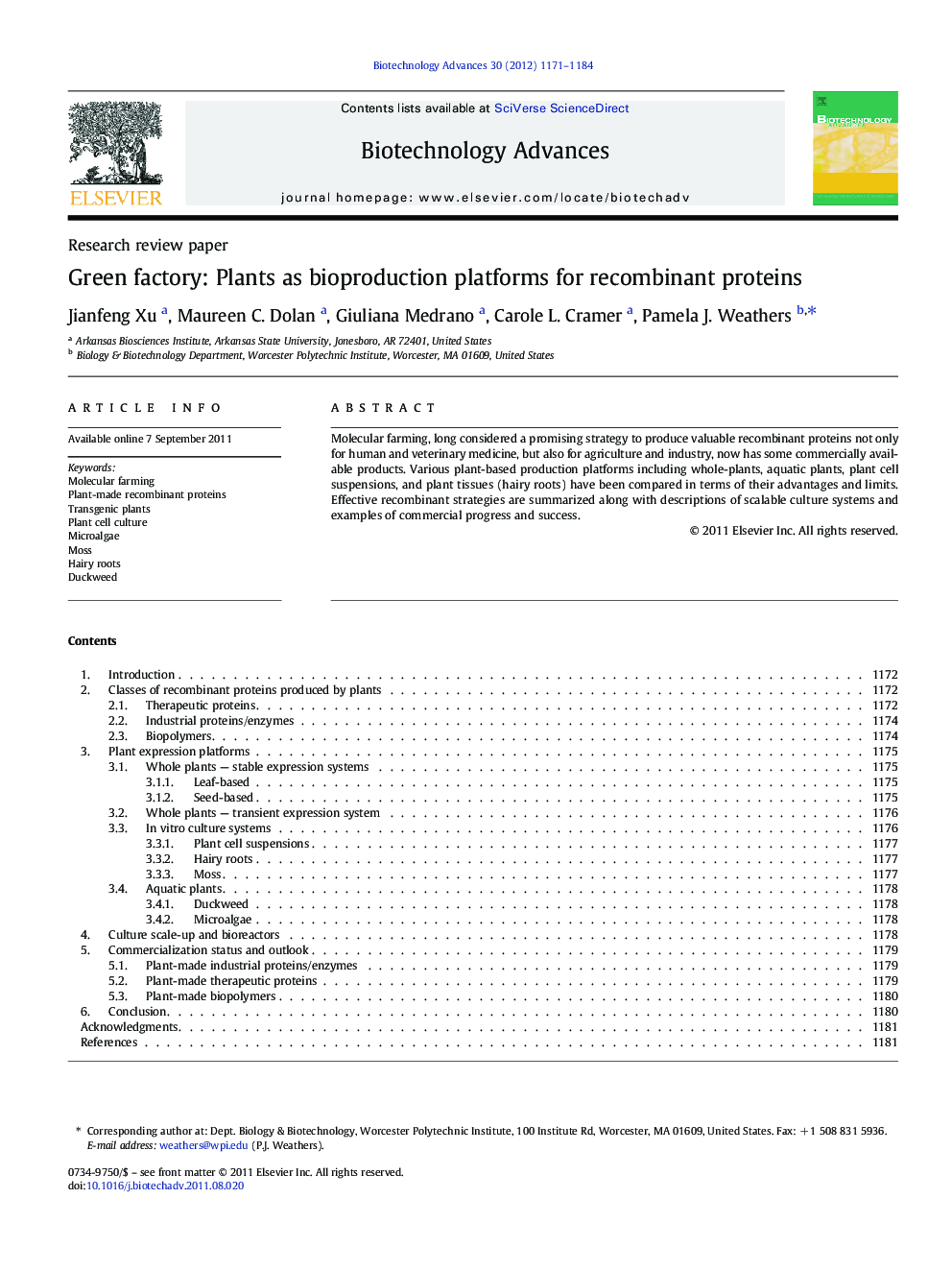 Green factory: Plants as bioproduction platforms for recombinant proteins