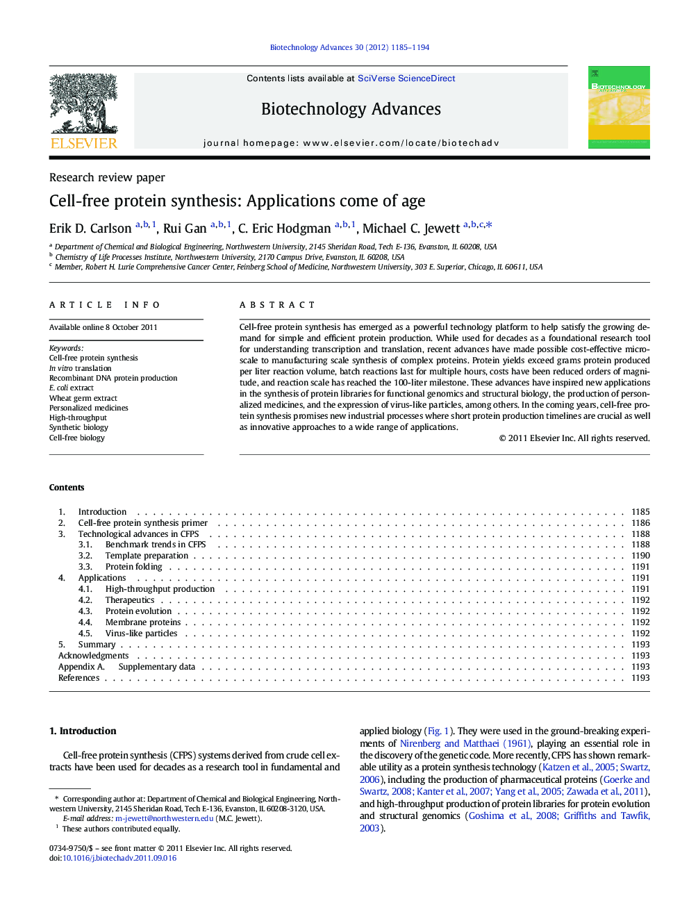 Cell-free protein synthesis: Applications come of age