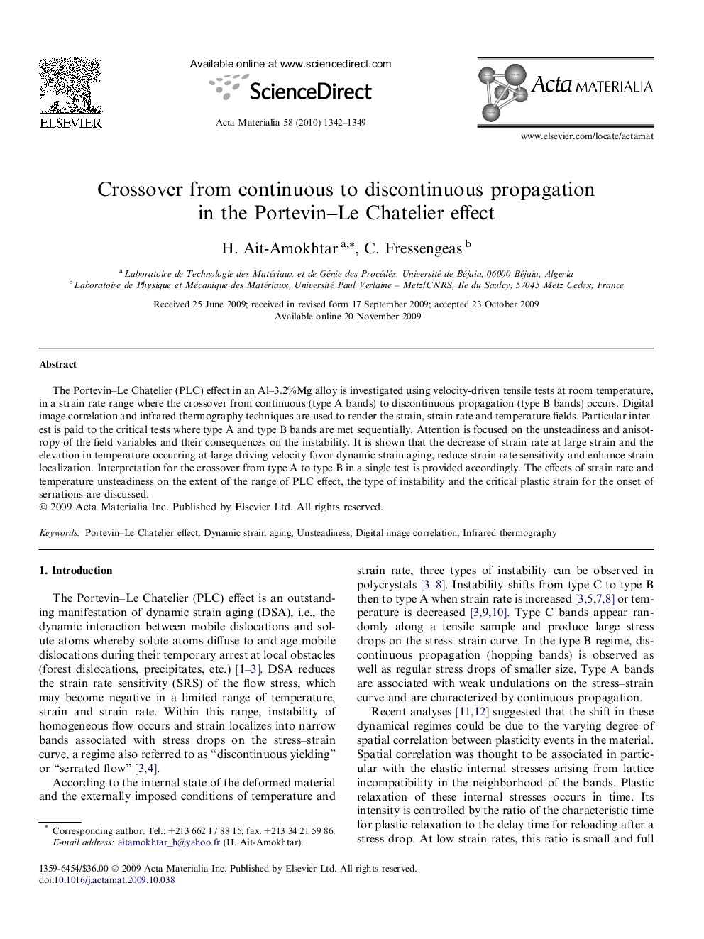 Crossover from continuous to discontinuous propagation in the Portevin–Le Chatelier effect