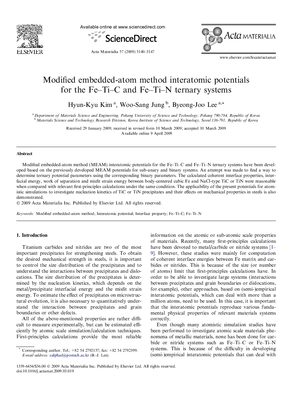 Modified embedded-atom method interatomic potentials for the Fe–Ti–C and Fe–Ti–N ternary systems