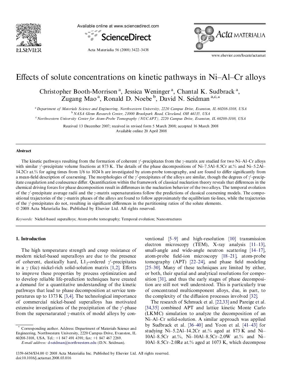 Effects of solute concentrations on kinetic pathways in Ni–Al–Cr alloys