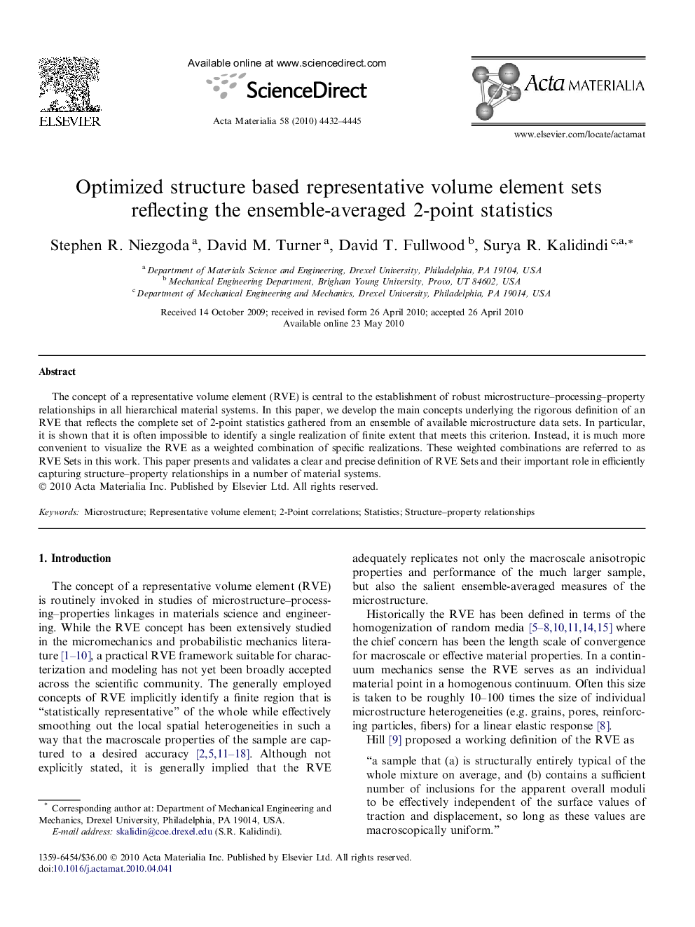 عکس صفحه اول مقاله: Optimized structure based representative volume element sets reflecting the ensemble-averaged 2-point statistics Optimized structure based representative volume element sets reflecting the ensemble-averaged 2-point statistics