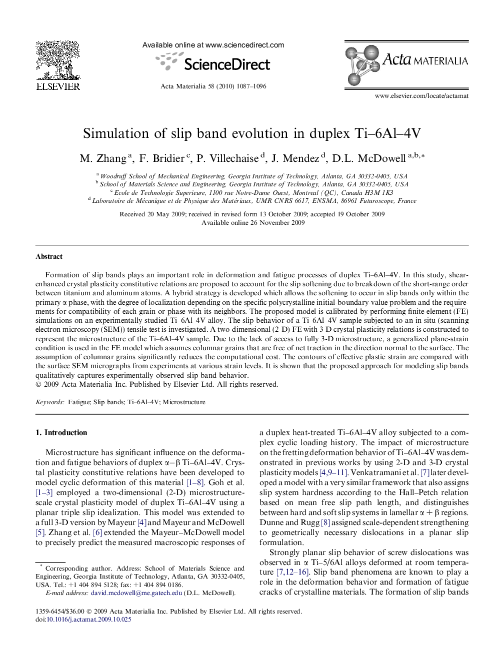 Simulation of slip band evolution in duplex Ti–6Al–4V
