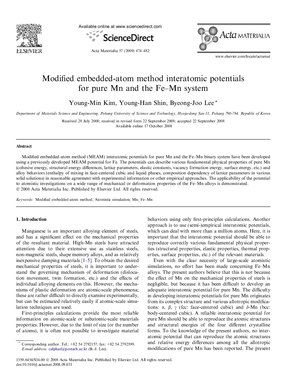 Modified embedded-atom method interatomic potentials for pure Mn and the Fe–Mn system