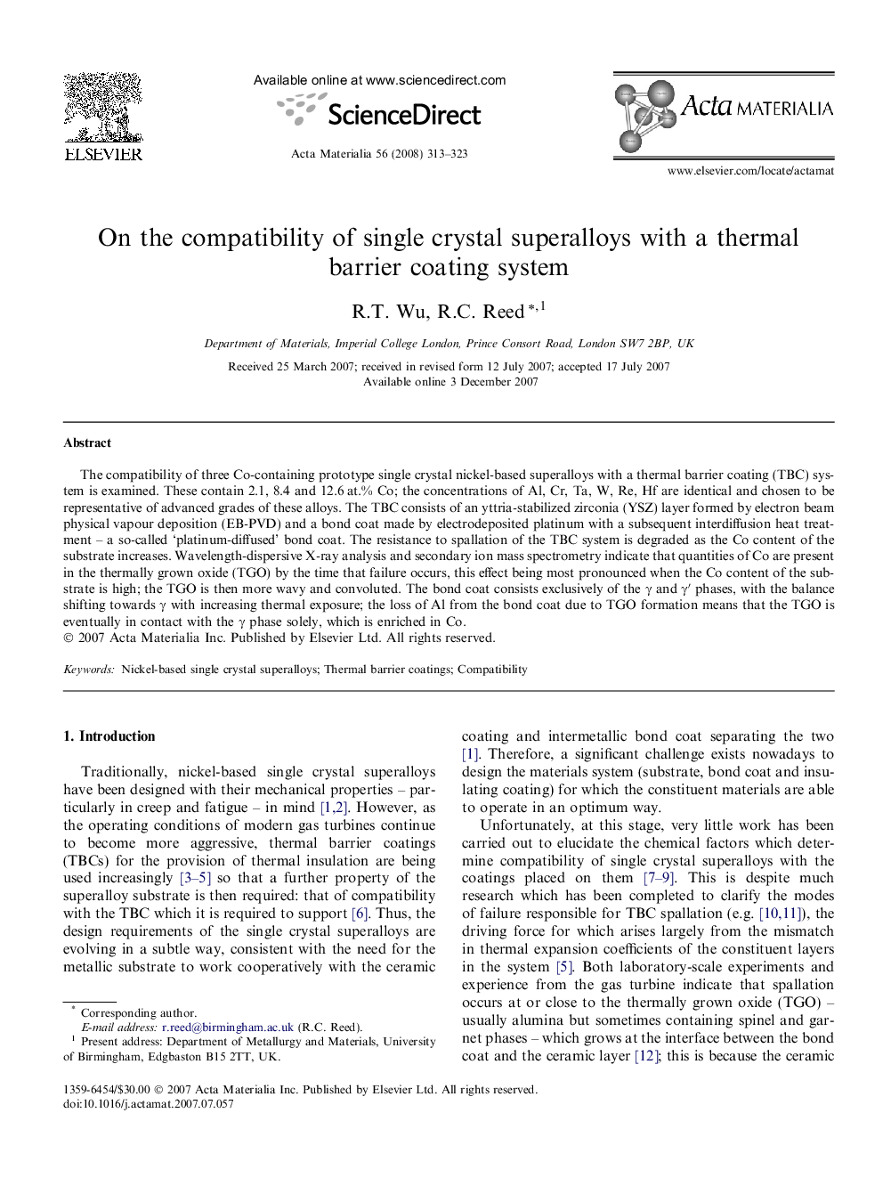 On the compatibility of single crystal superalloys with a thermal barrier coating system