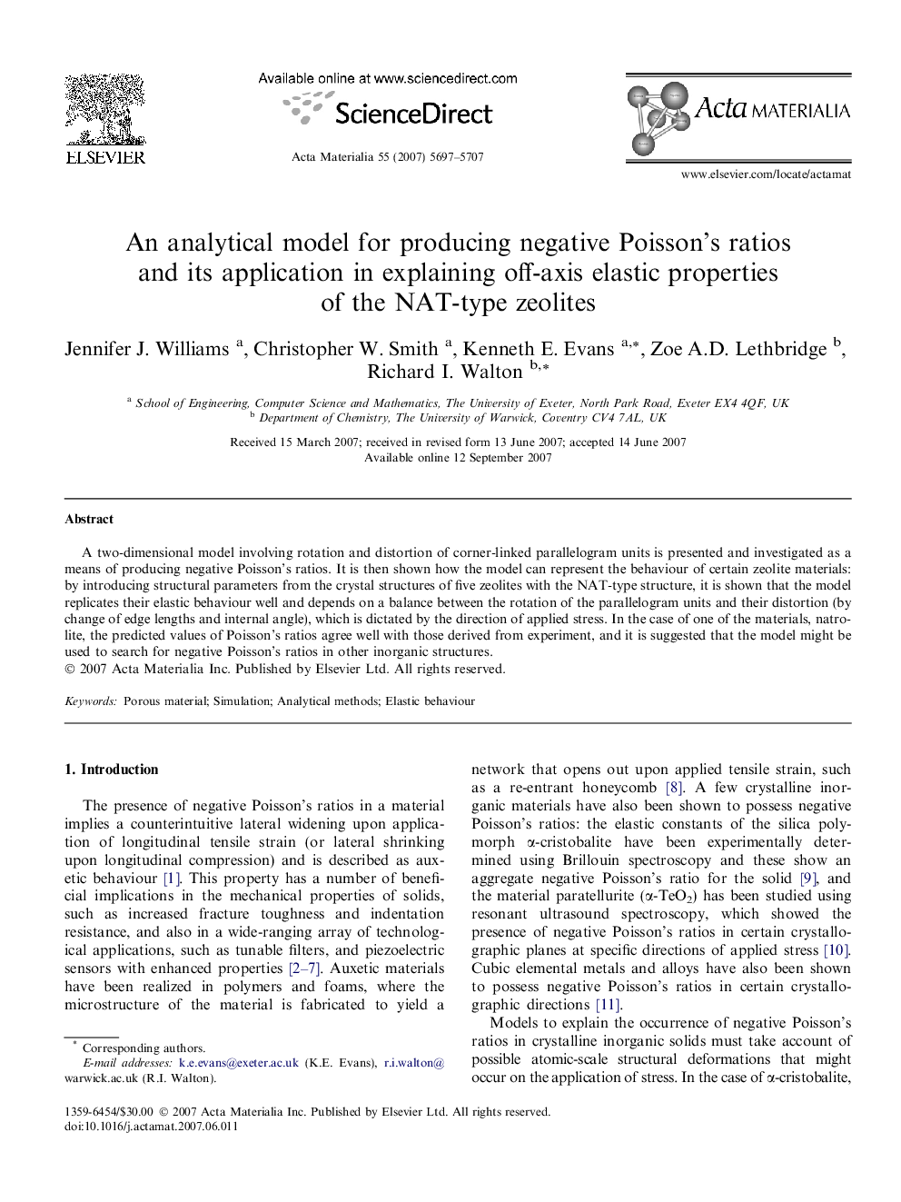 An analytical model for producing negative Poisson’s ratios and its application in explaining off-axis elastic properties of the NAT-type zeolites