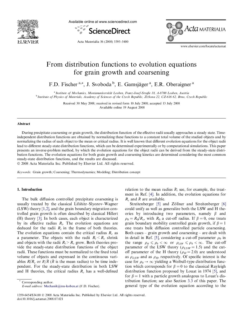 From distribution functions to evolution equations for grain growth and coarsening