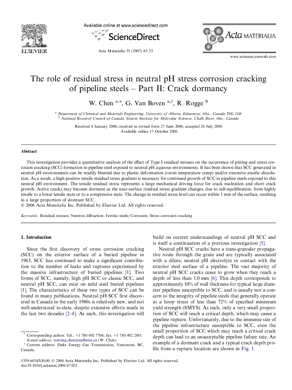 The role of residual stress in neutral pH stress corrosion cracking of pipeline steels – Part II: Crack dormancy