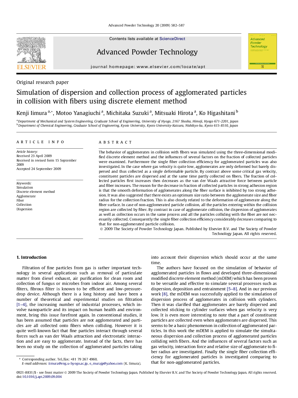 Simulation of dispersion and collection process of agglomerated particles in collision with fibers using discrete element method