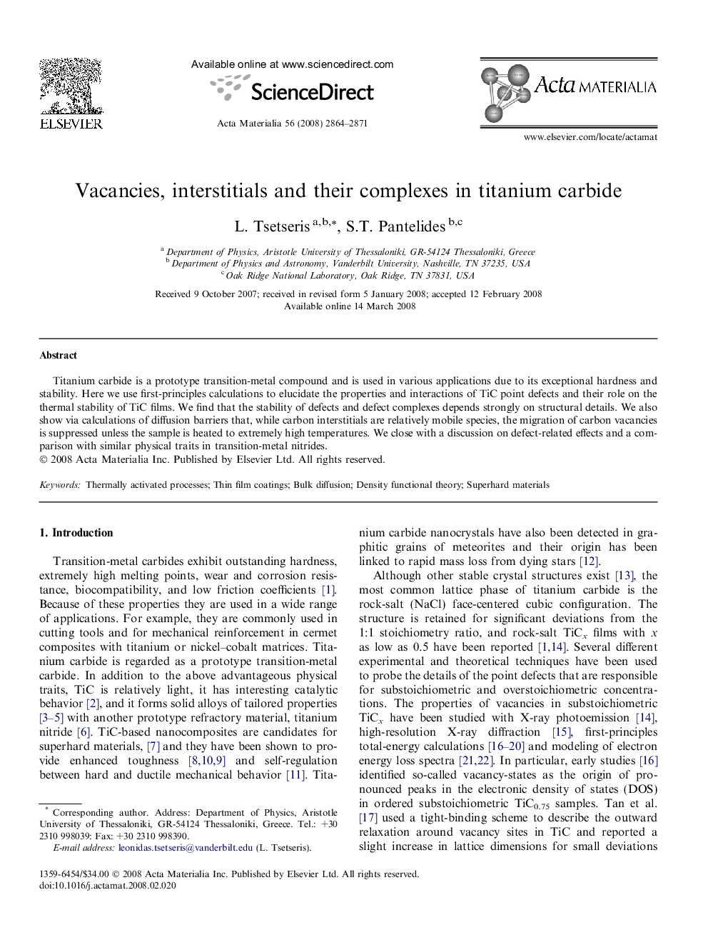 Vacancies, interstitials and their complexes in titanium carbide