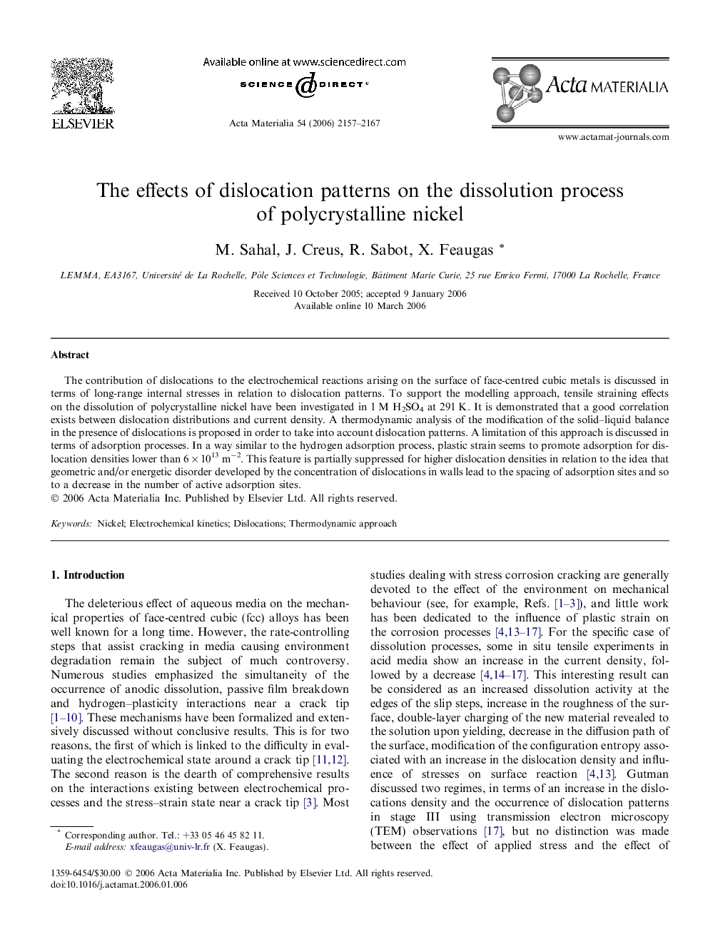 The effects of dislocation patterns on the dissolution process of polycrystalline nickel