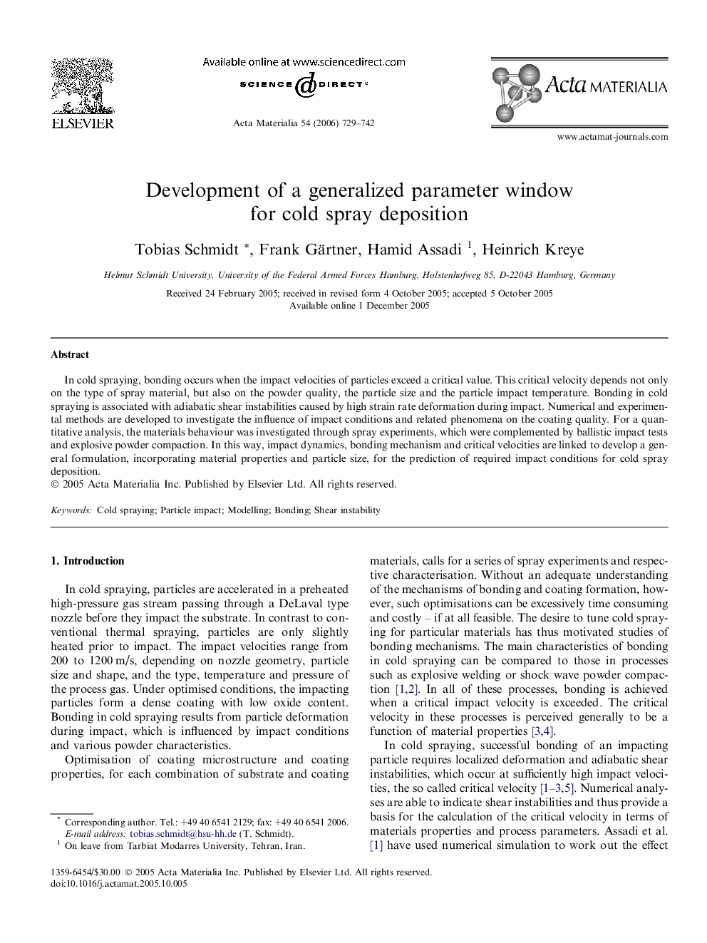 Development of a generalized parameter window for cold spray deposition