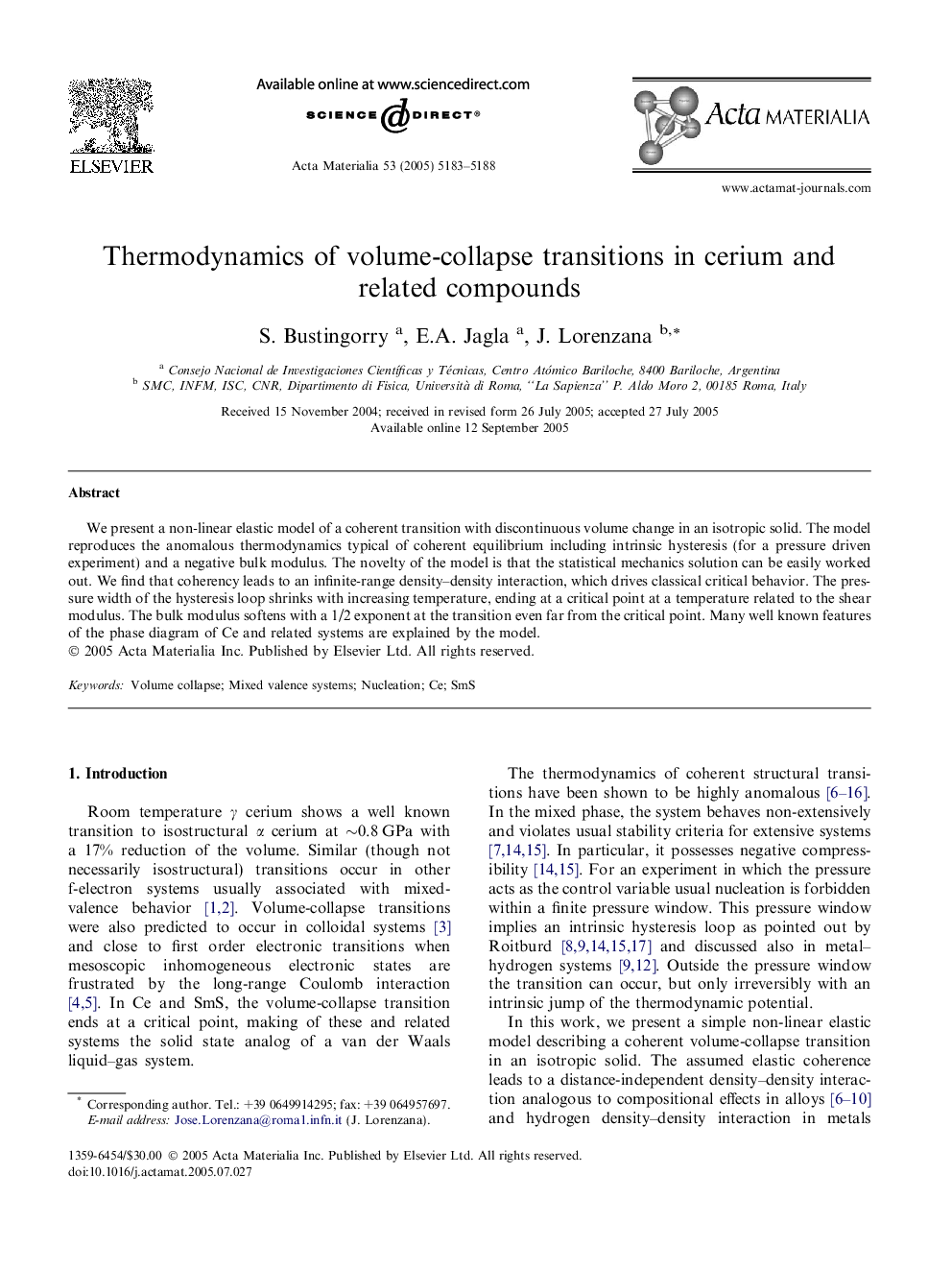 Thermodynamics of volume-collapse transitions in cerium and related compounds