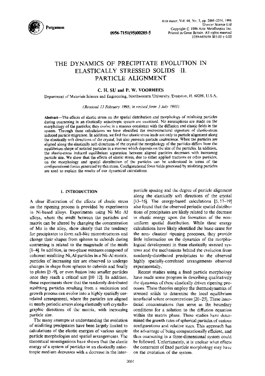 The dynamics of precipitate evolution in elastically stressed solids—II. Particle alignment
