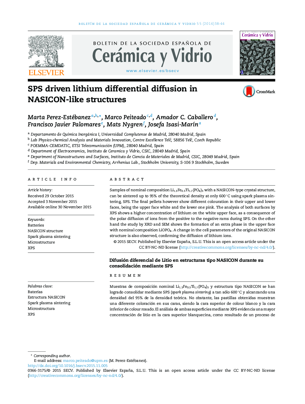 SPS driven lithium differential diffusion in NASICON-like structures