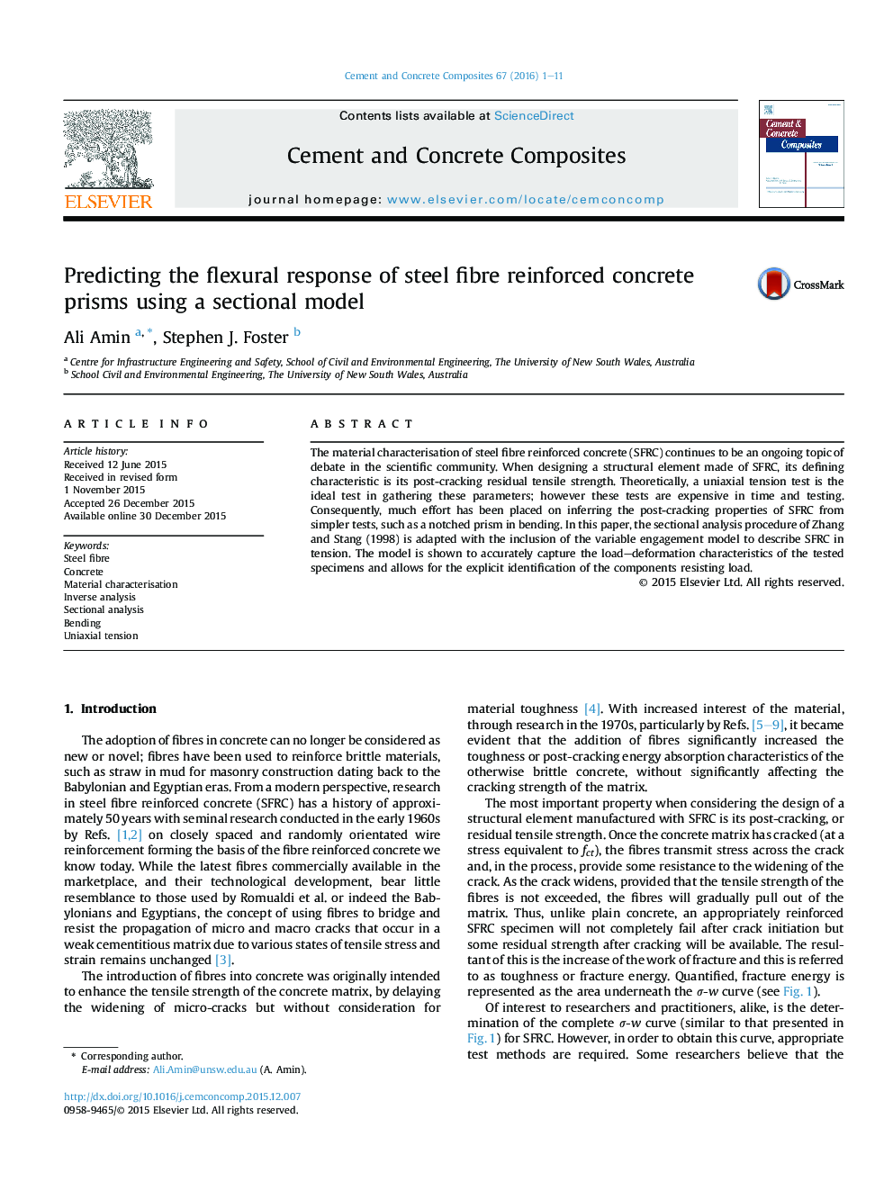 Predicting the flexural response of steel fibre reinforced concrete prisms using a sectional model