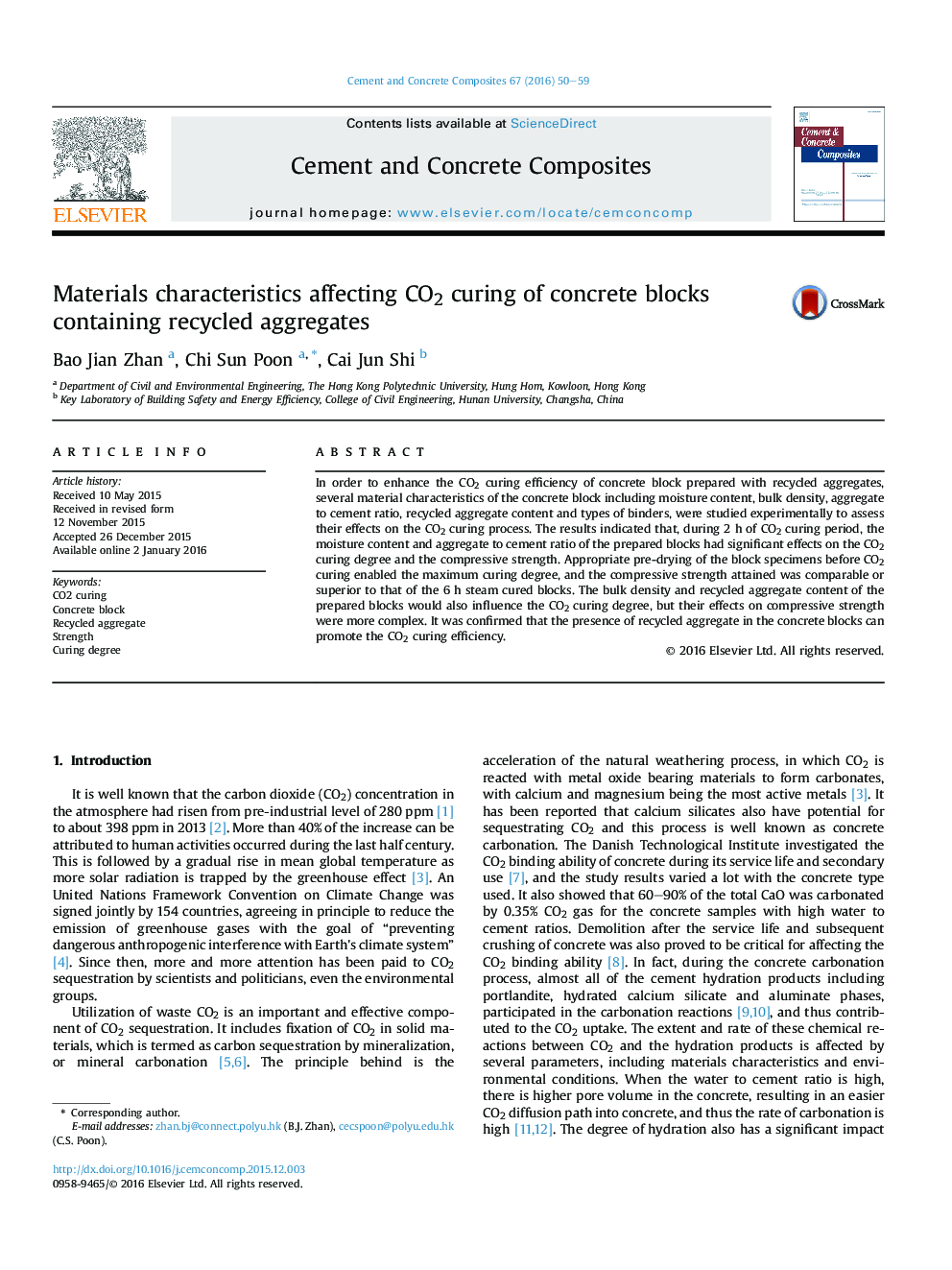 Materials characteristics affecting CO2 curing of concrete blocks containing recycled aggregates