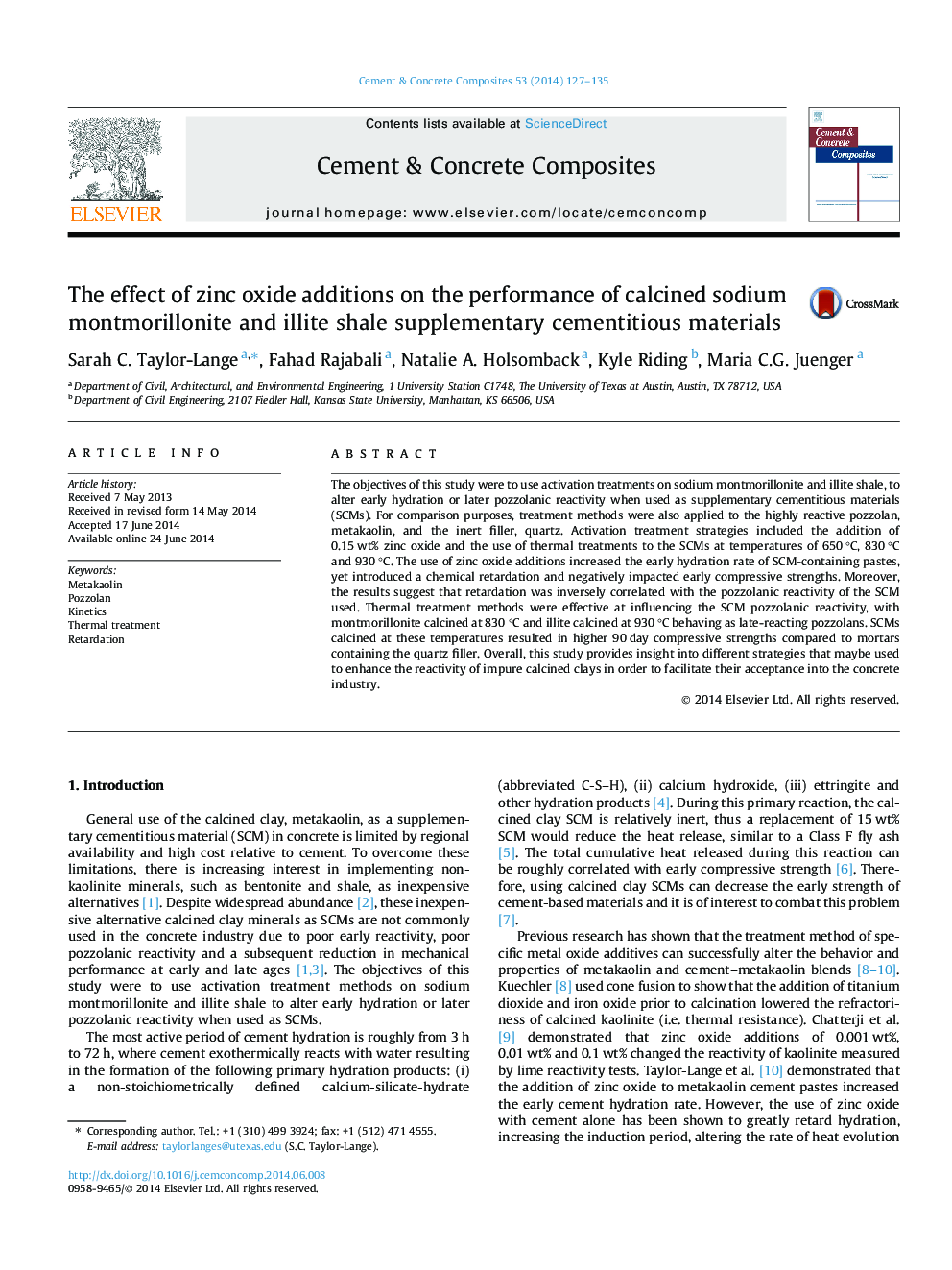 The effect of zinc oxide additions on the performance of calcined sodium montmorillonite and illite shale supplementary cementitious materials