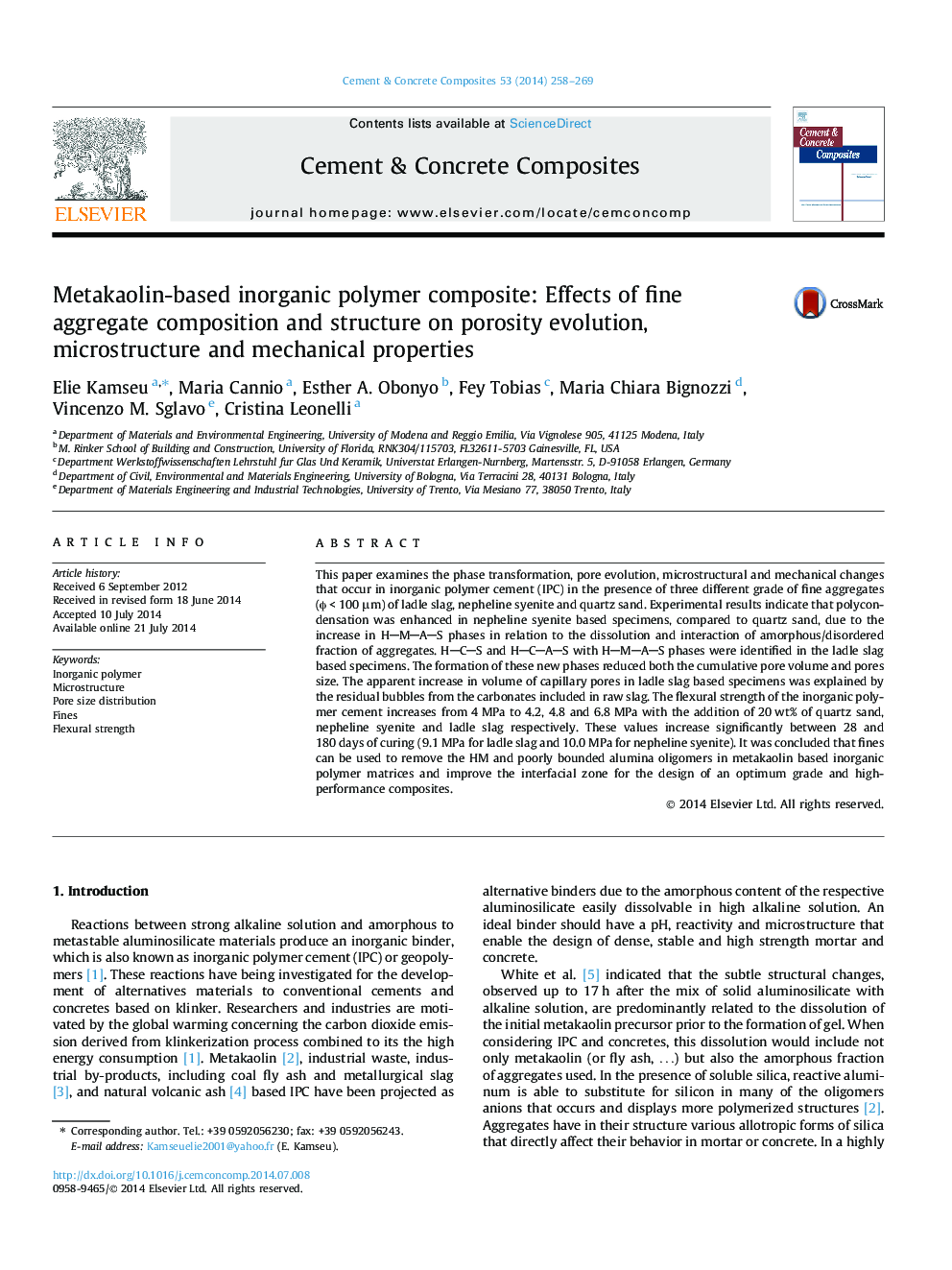 Metakaolin-based inorganic polymer composite: Effects of fine aggregate composition and structure on porosity evolution, microstructure and mechanical properties