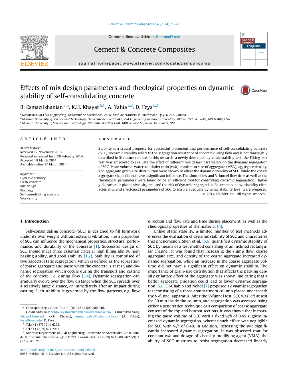 Effects of mix design parameters and rheological properties on dynamic stability of self-consolidating concrete