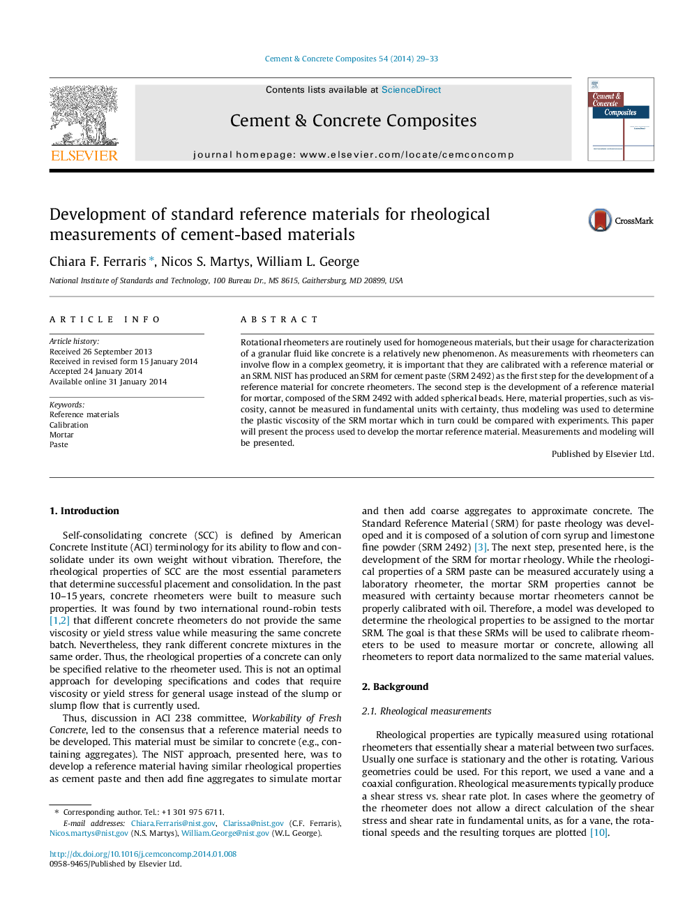 Development of standard reference materials for rheological measurements of cement-based materials