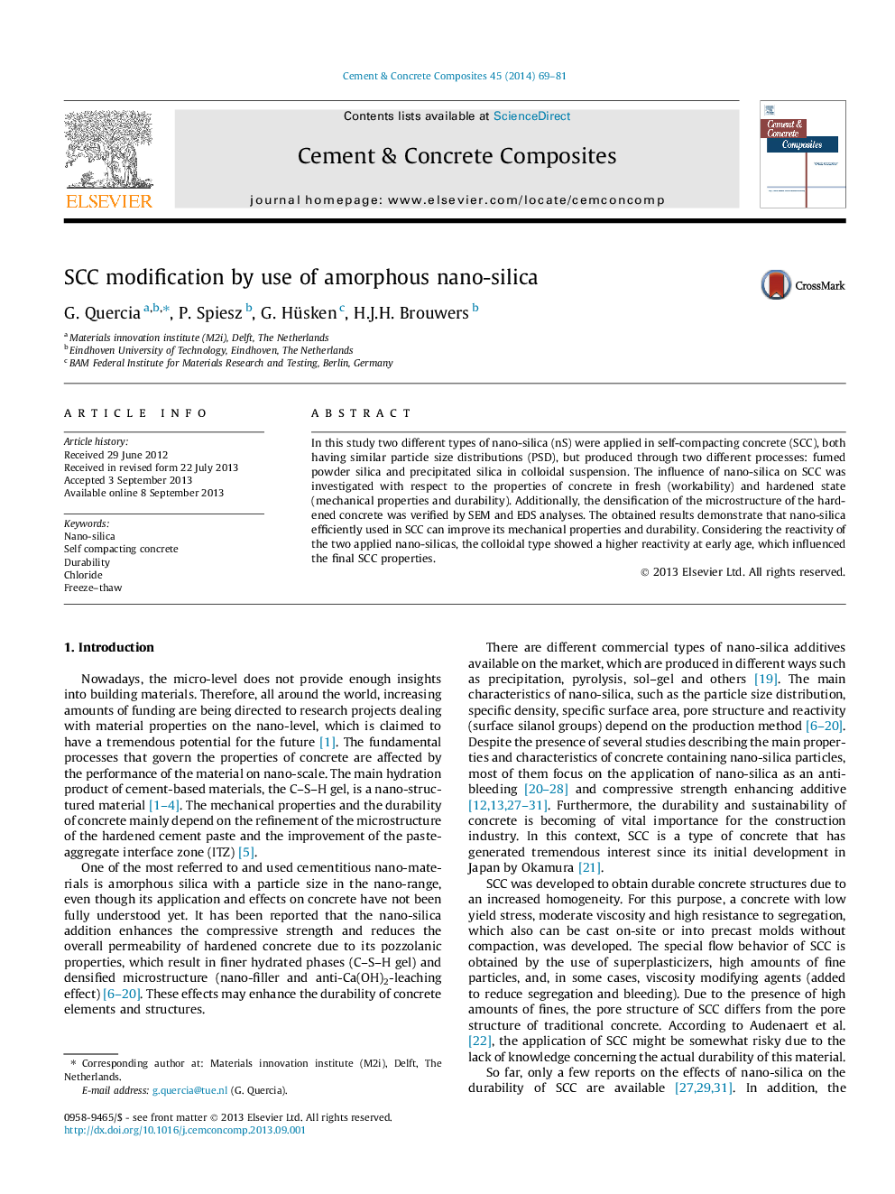 SCC modification by use of amorphous nano-silica