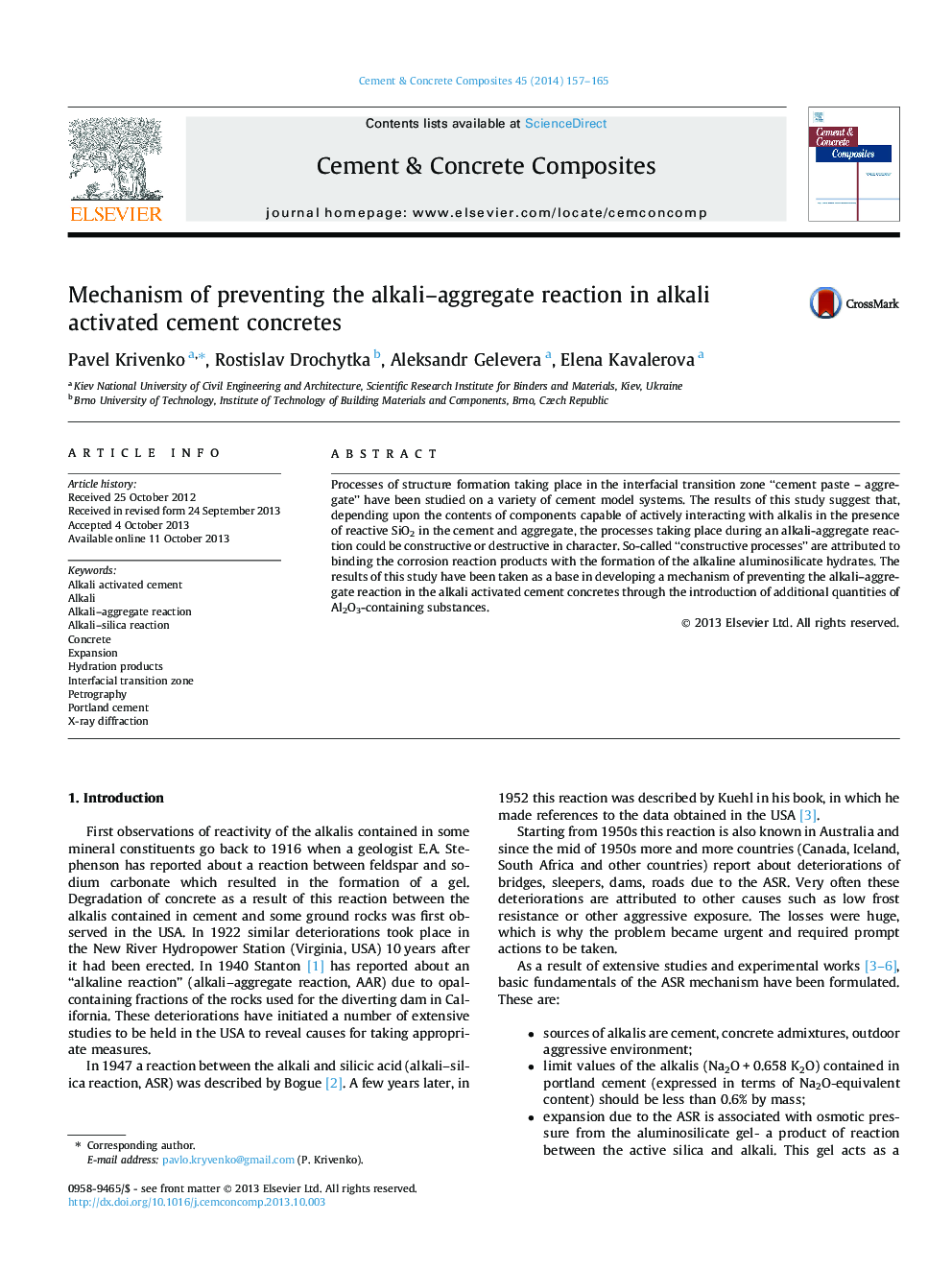 Mechanism of preventing the alkali–aggregate reaction in alkali activated cement concretes