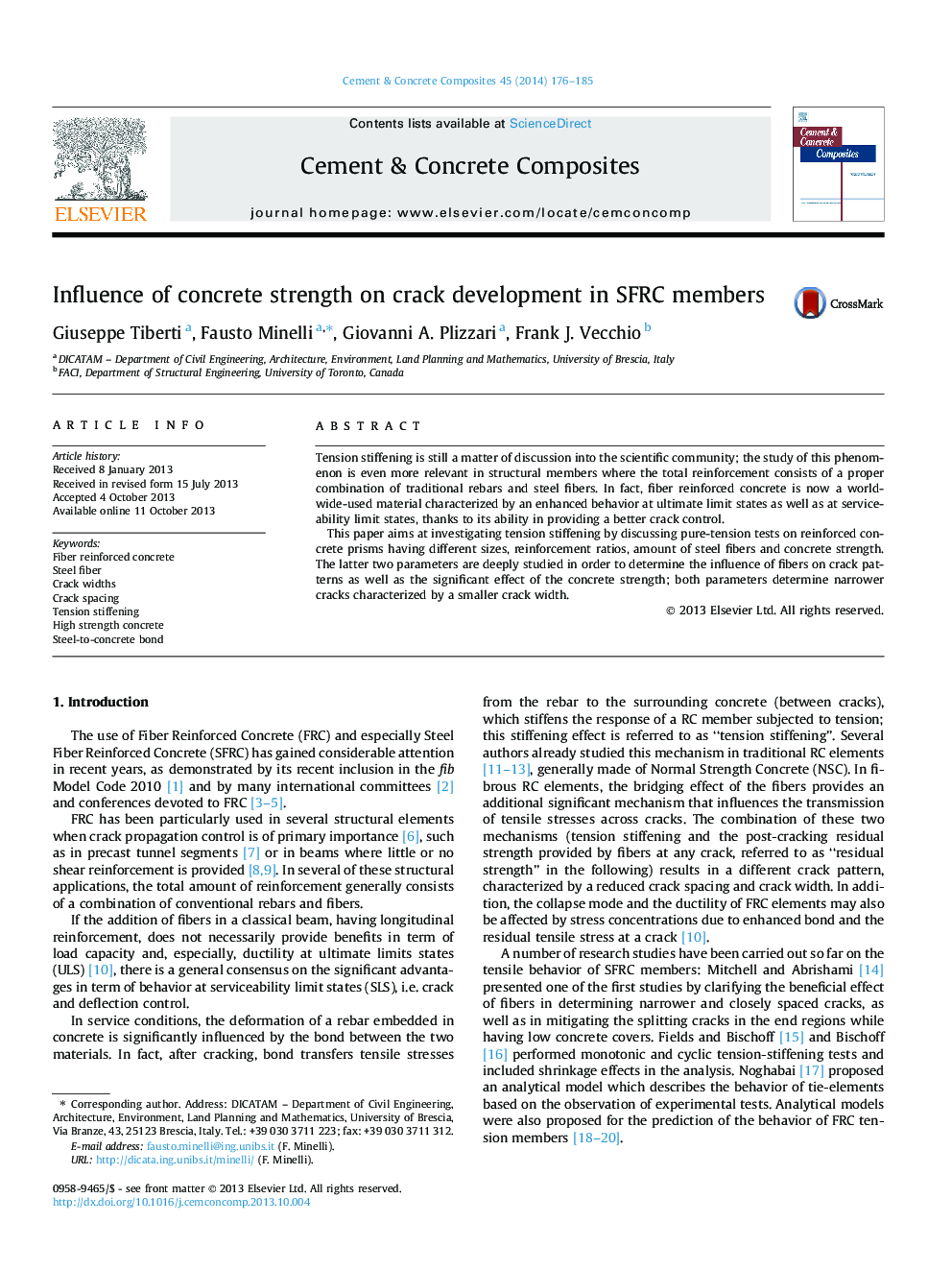 Influence of concrete strength on crack development in SFRC members