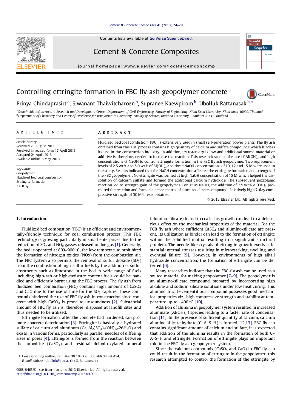 Controlling ettringite formation in FBC fly ash geopolymer concrete