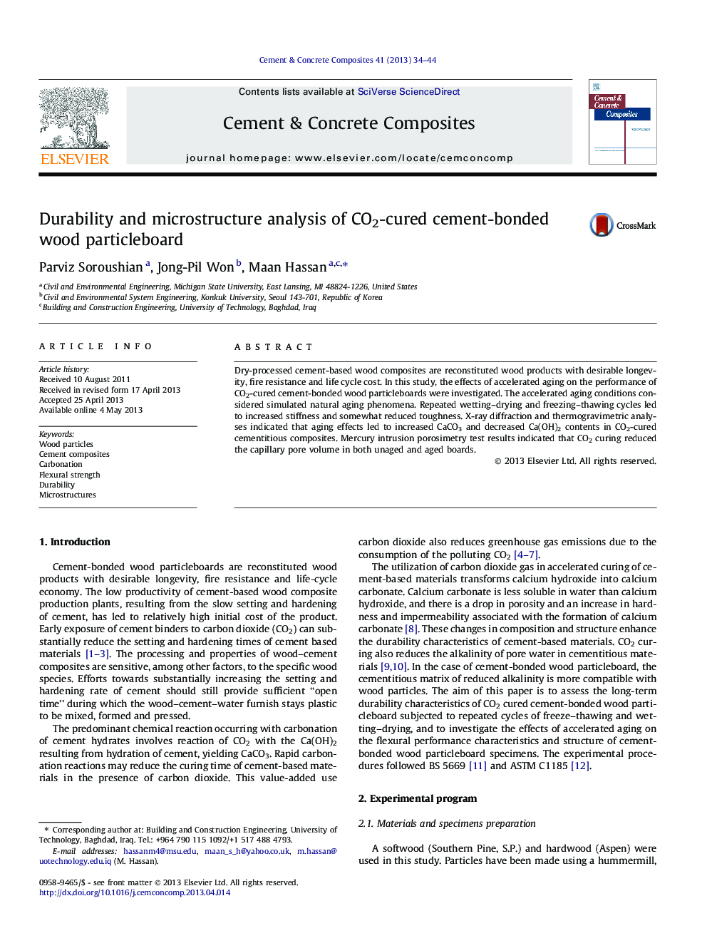 Durability and microstructure analysis of CO2-cured cement-bonded wood particleboard