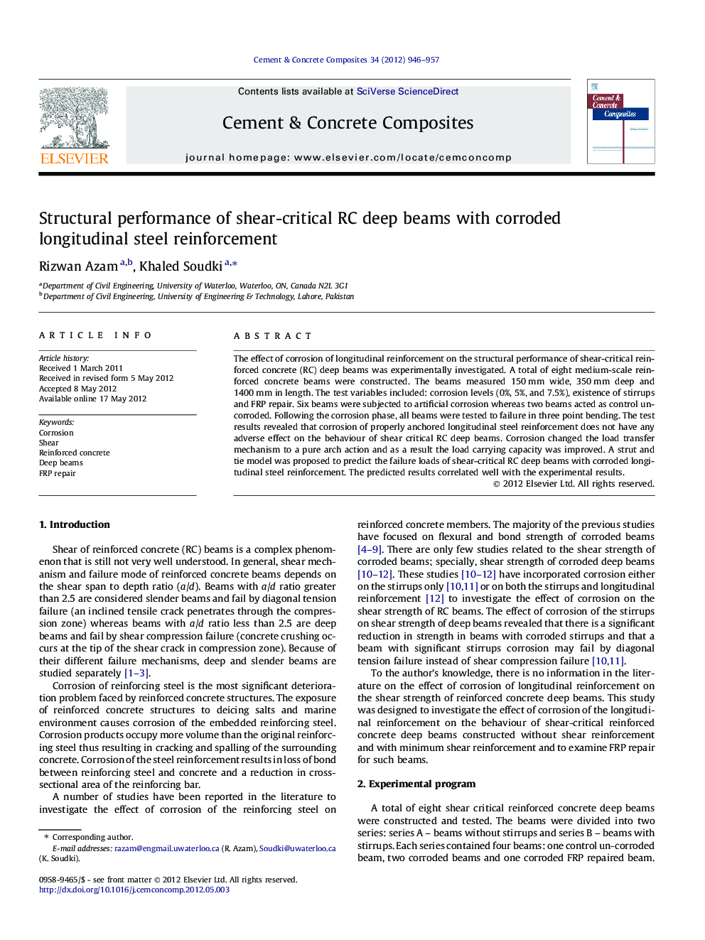 Structural performance of shear-critical RC deep beams with corroded longitudinal steel reinforcement