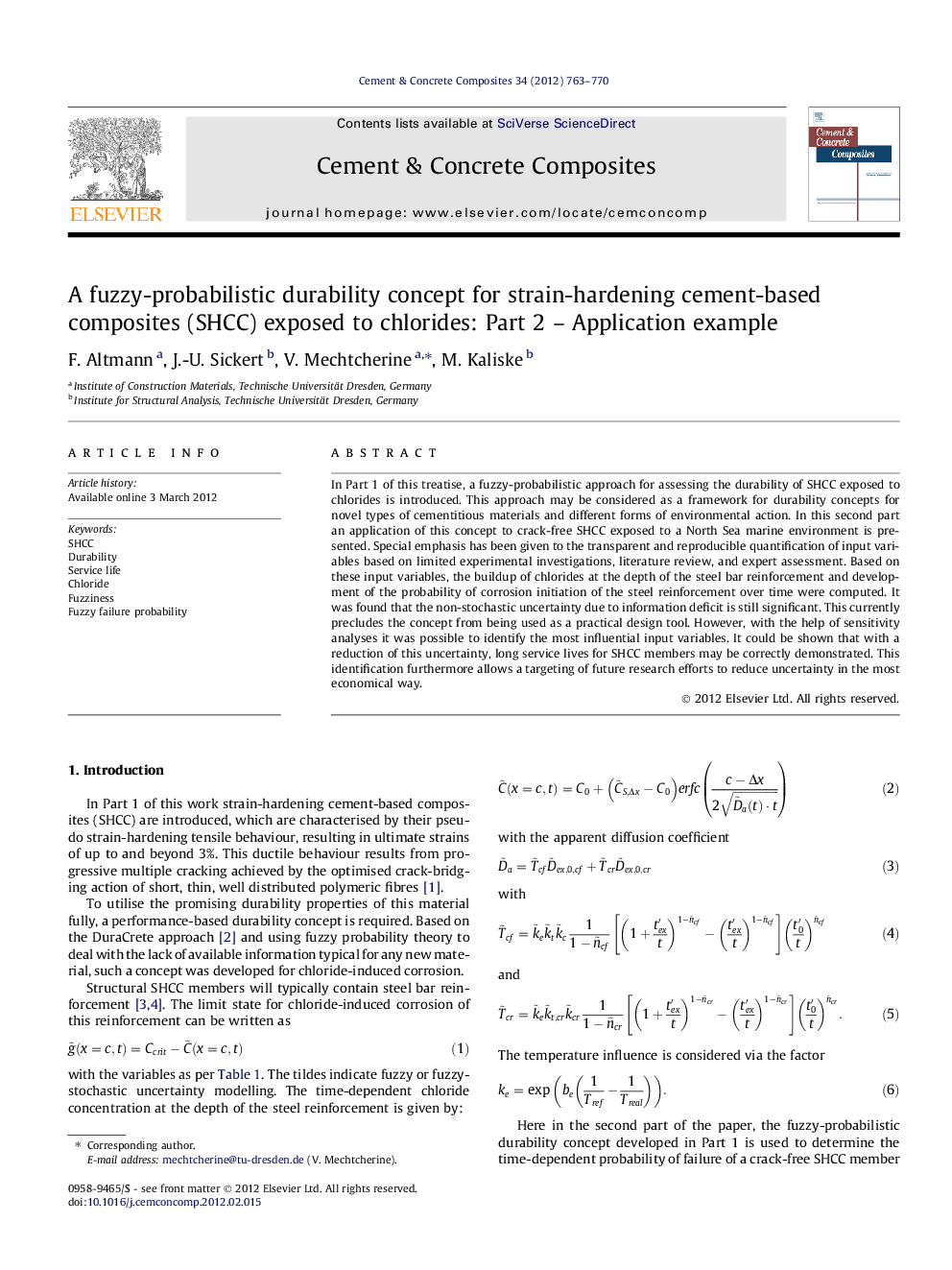 A fuzzy-probabilistic durability concept for strain-hardening cement-based composites (SHCC) exposed to chlorides: Part 2 – Application example