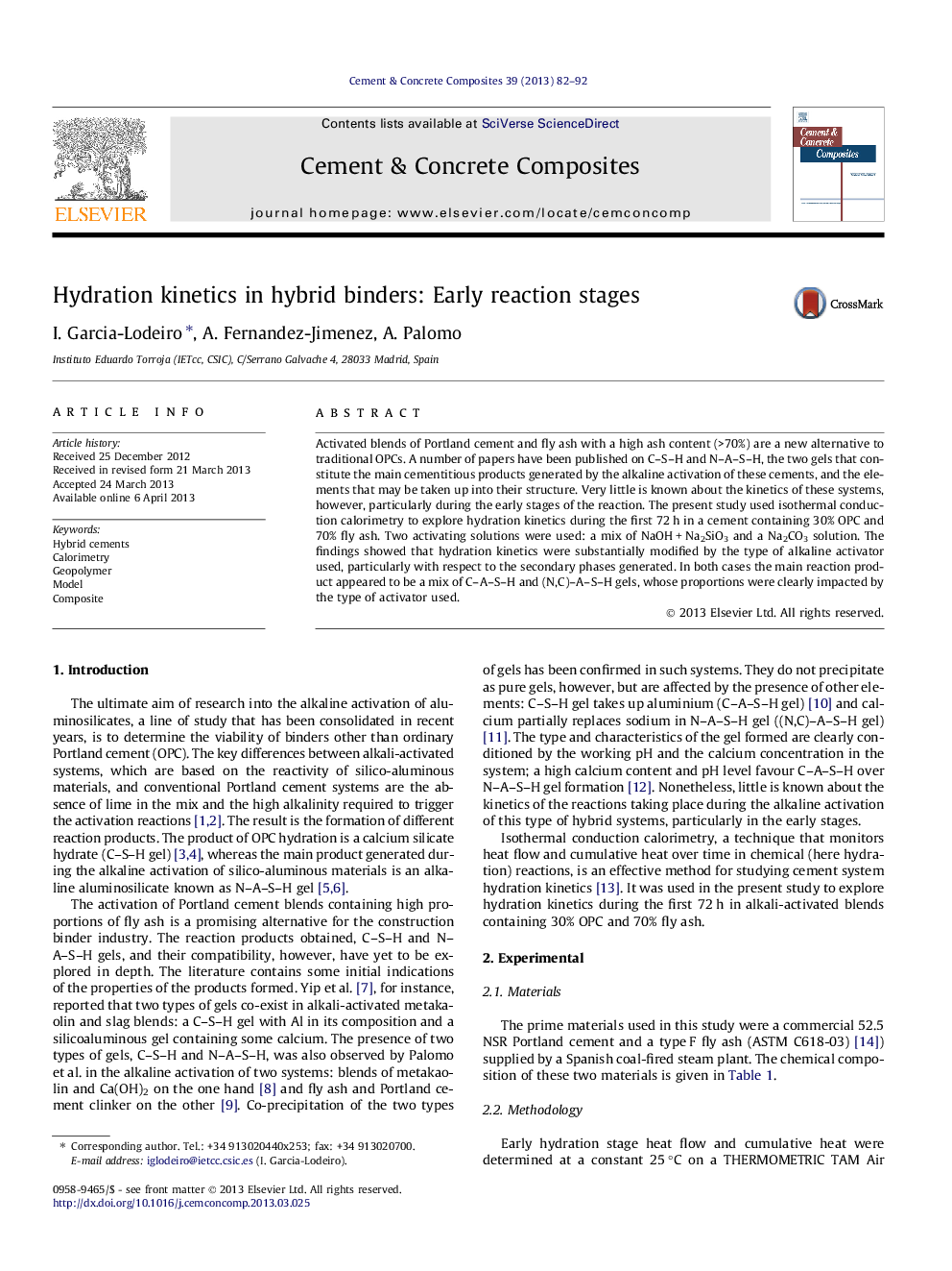 Hydration kinetics in hybrid binders: Early reaction stages