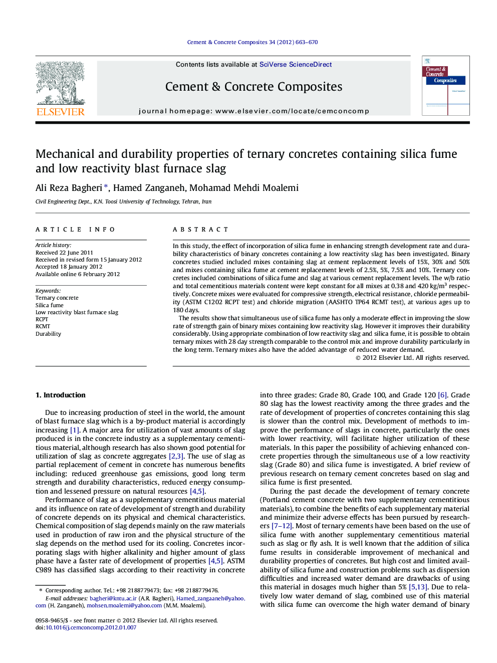 Mechanical and durability properties of ternary concretes containing silica fume and low reactivity blast furnace slag