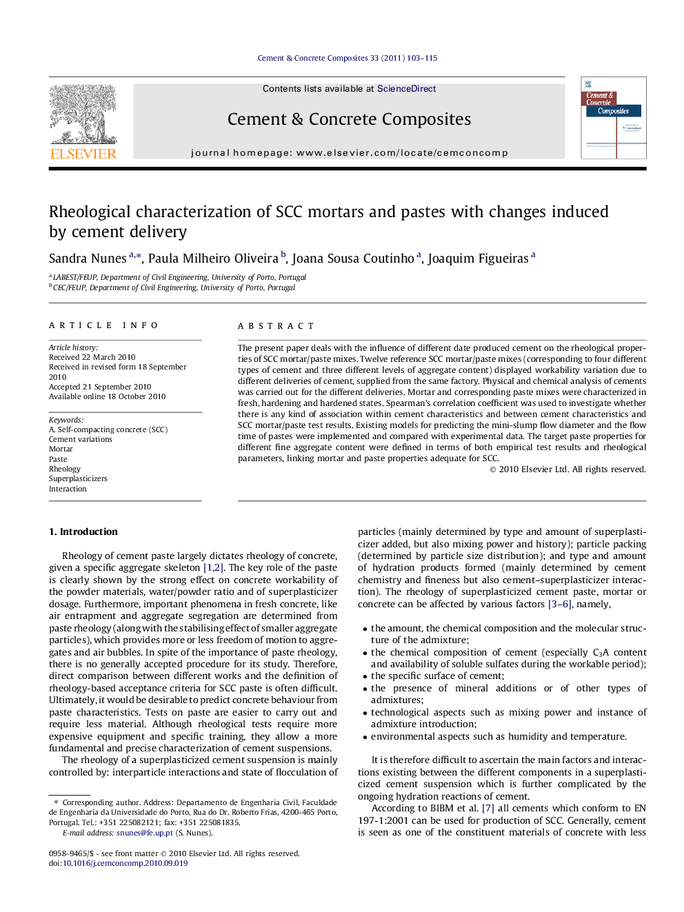 Rheological characterization of SCC mortars and pastes with changes induced by cement delivery