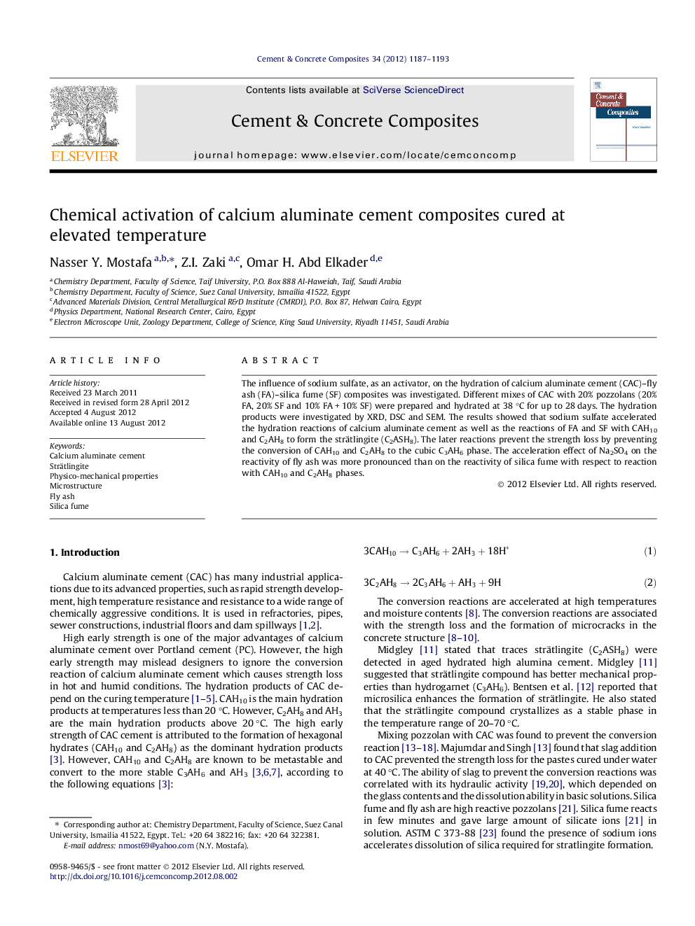 Chemical activation of calcium aluminate cement composites cured at elevated temperature