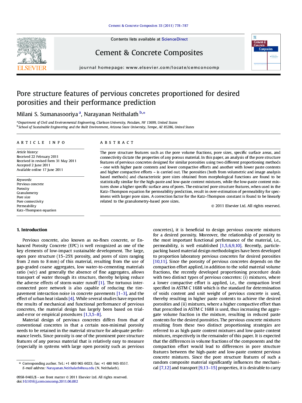 Pore structure features of pervious concretes proportioned for desired porosities and their performance prediction