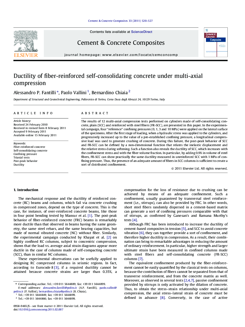 Ductility of fiber-reinforced self-consolidating concrete under multi-axial compression