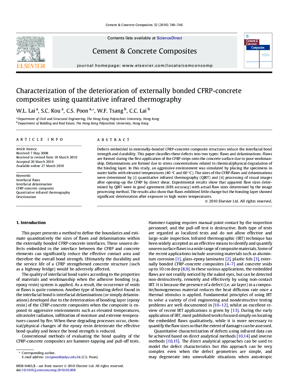 Characterization of the deterioration of externally bonded CFRP-concrete composites using quantitative infrared thermography