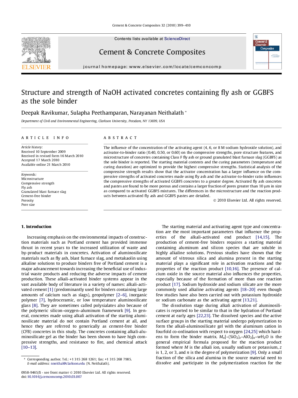 Structure and strength of NaOH activated concretes containing fly ash or GGBFS as the sole binder