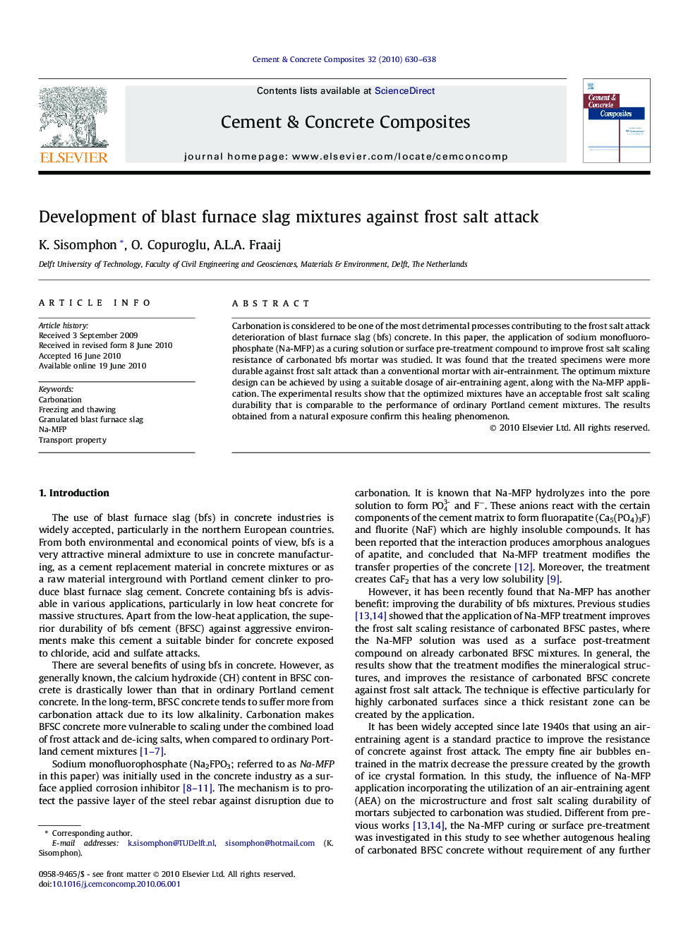 Development of blast furnace slag mixtures against frost salt attack