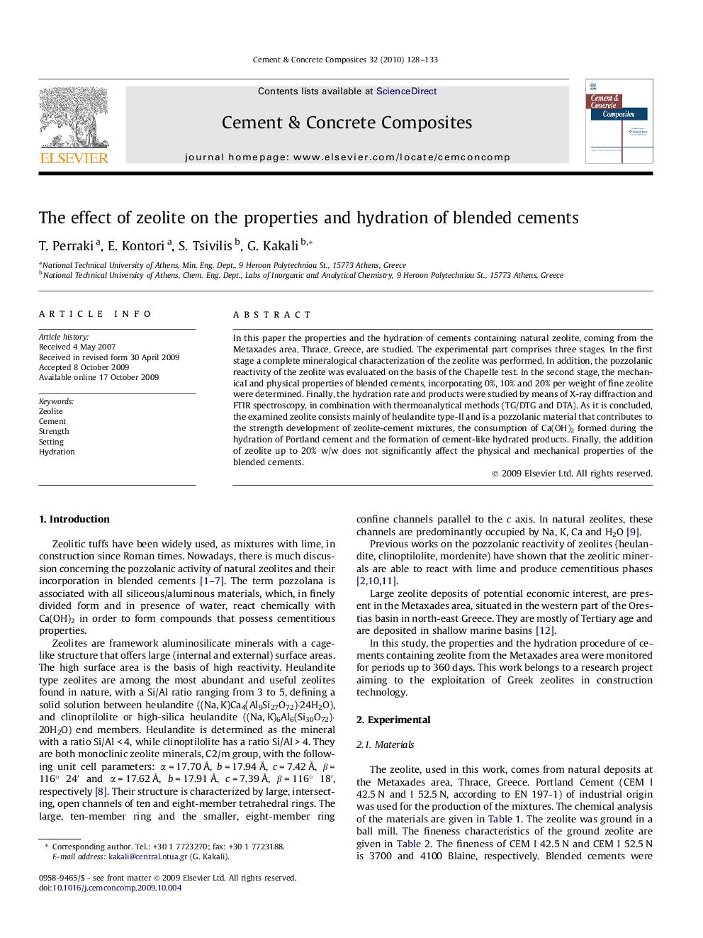 The effect of zeolite on the properties and hydration of blended cements