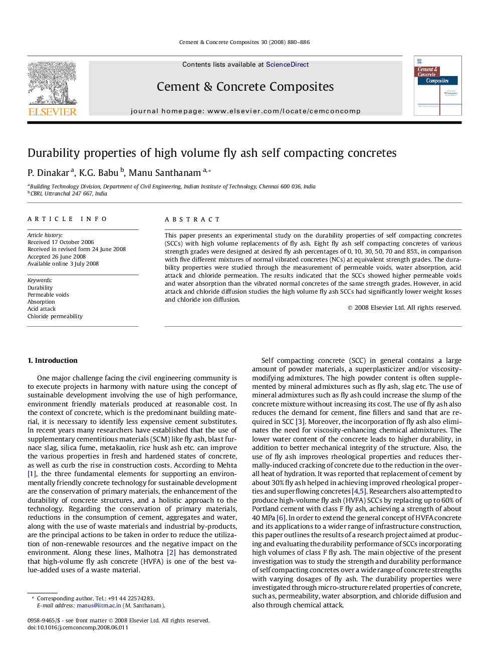 Durability properties of high volume fly ash self compacting concretes