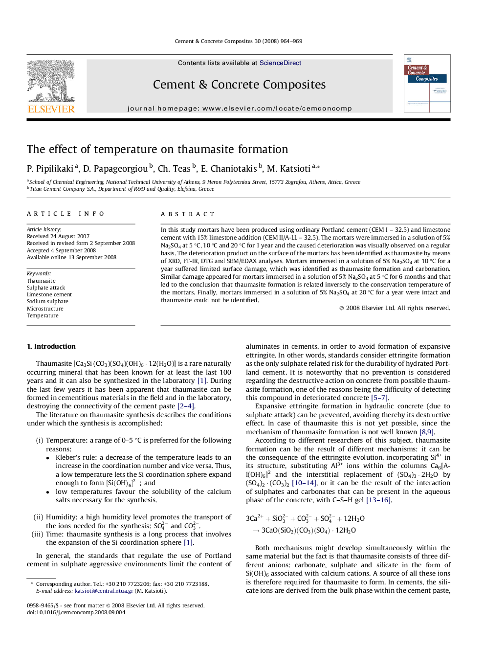 The effect of temperature on thaumasite formation