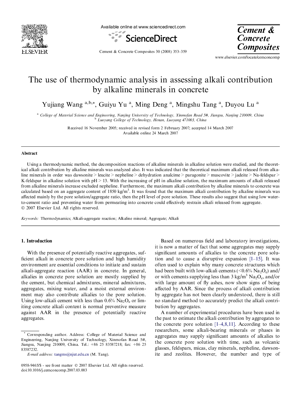 The use of thermodynamic analysis in assessing alkali contribution by alkaline minerals in concrete