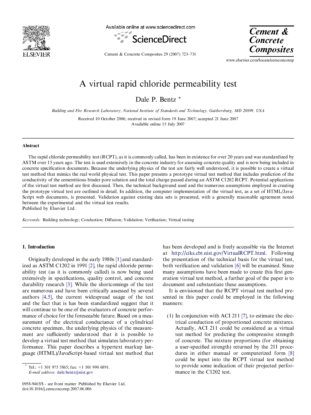 A virtual rapid chloride permeability test