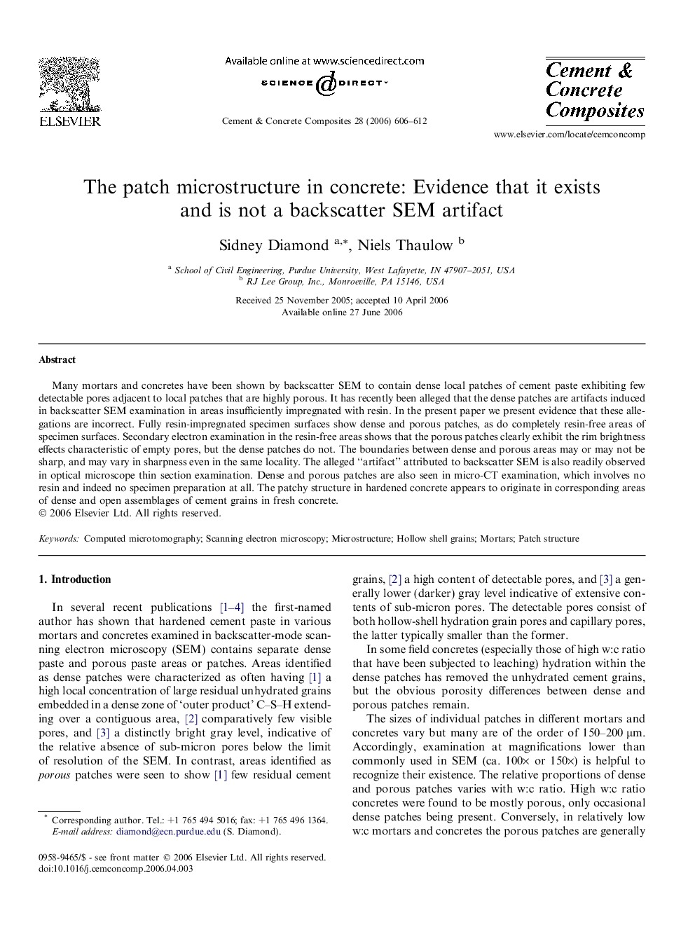 The patch microstructure in concrete: Evidence that it exists and is not a backscatter SEM artifact